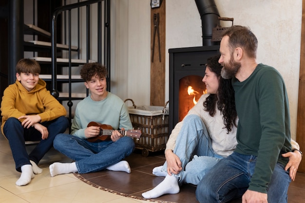 Free photo christian family praying together