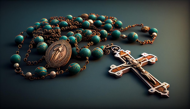 Christianity symbol the cross necklace shines gold generated by AI