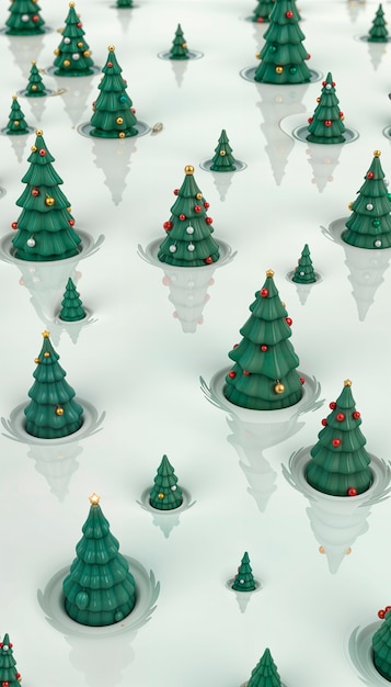 Free photo christmas 3d trees decoration