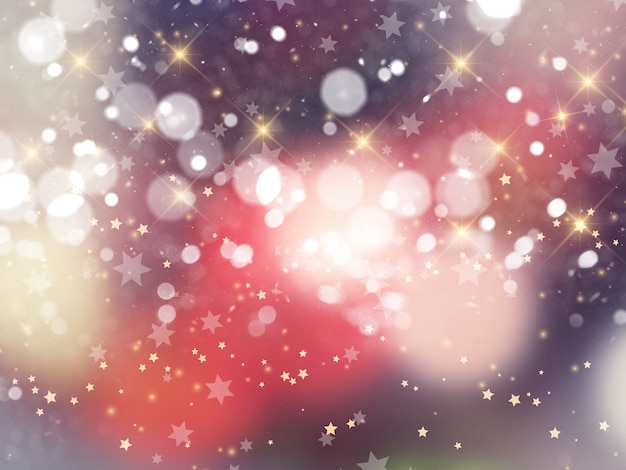 Christmas background of bokeh lights and stars