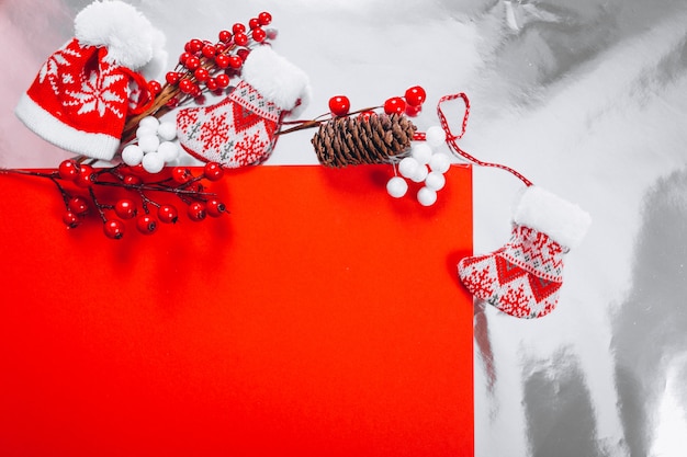 Free Photo christmas background layout on red background