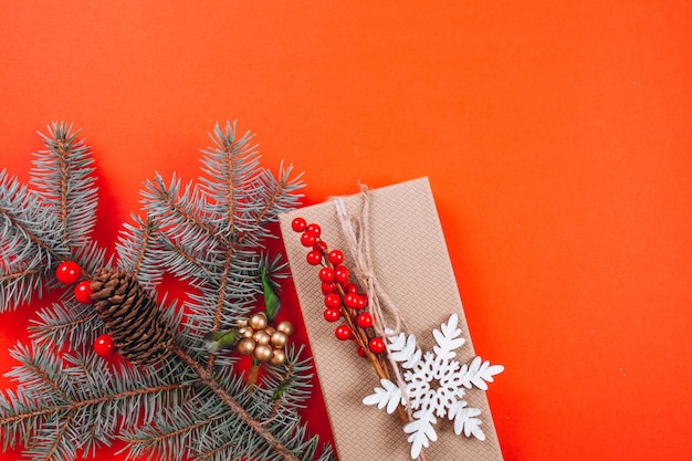 Christmas background layout on red background