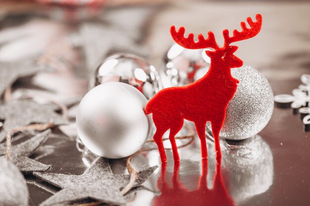 Christmas background layout on silver background