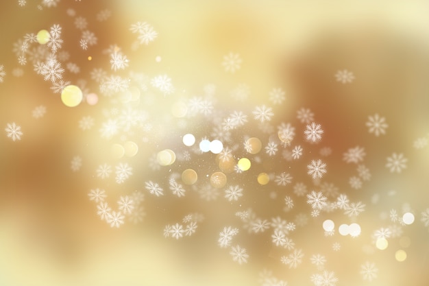 Christmas background of snowflakes and bokeh lights