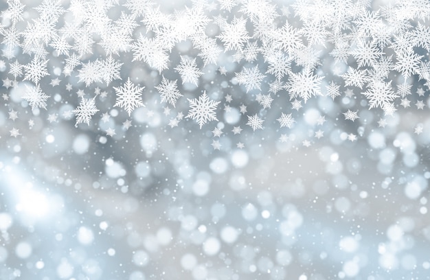 Free Photo christmas background of snowflakes and bokeh lights