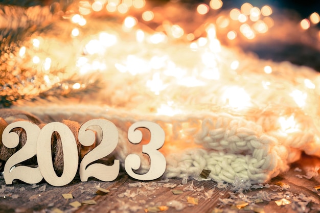 Free Photo christmas background with numbers 2023 and decor details