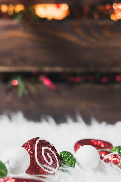 Free Photo christmas background with planks behind