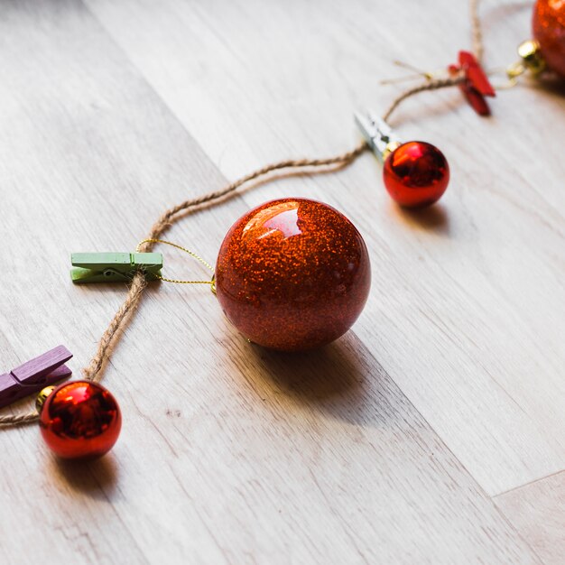 Christmas background with red balls