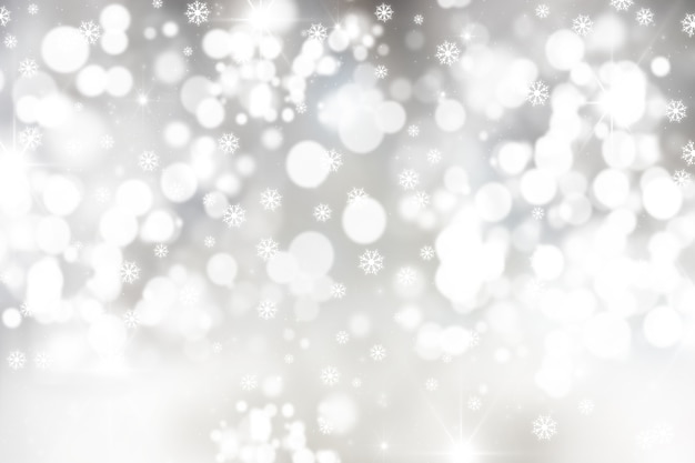 Christmas background with snowflakes and bokeh lights