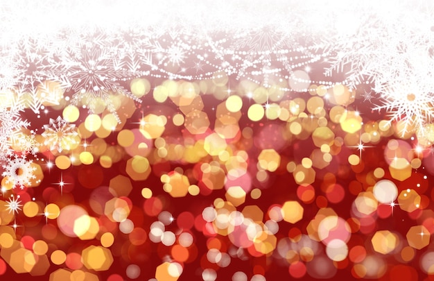 Free photo christmas background with snowflakes and bokeh lights