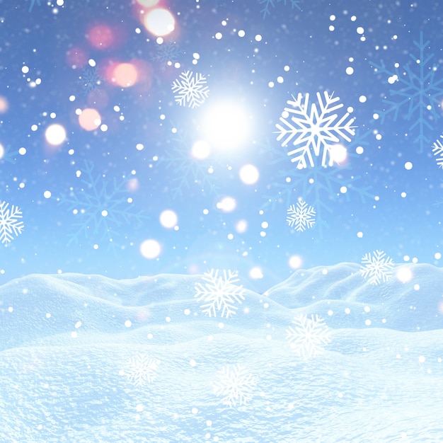 Christmas background with snowflakes and snow