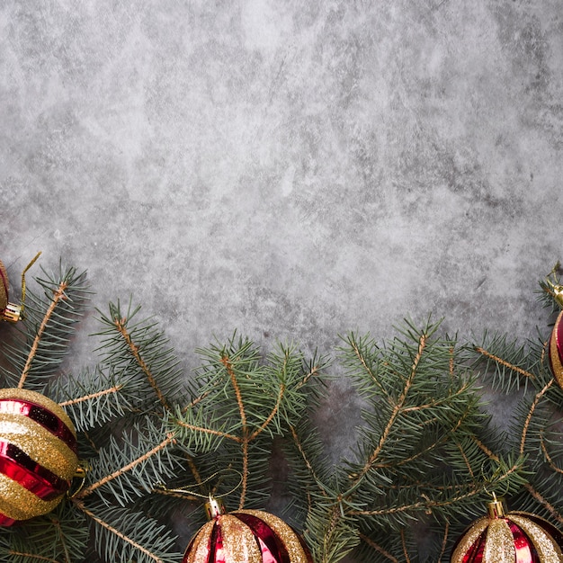 Christmas baubles on fir twigs 