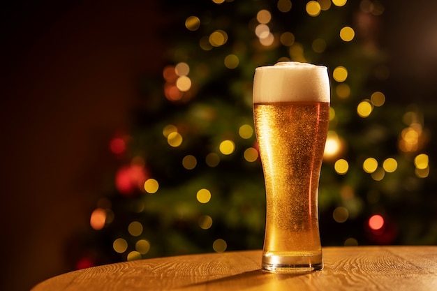 Christmas beer on table still life