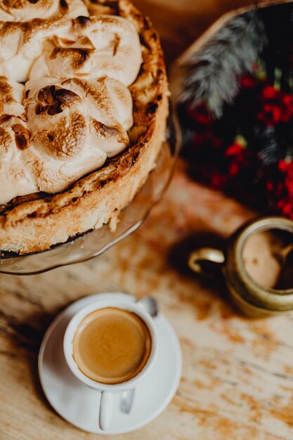 Christmas at a cafe with coffee and cake