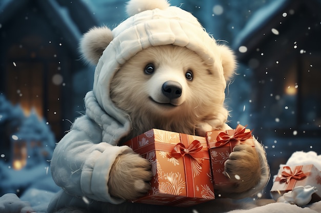 Free Photo christmas celebration with bear