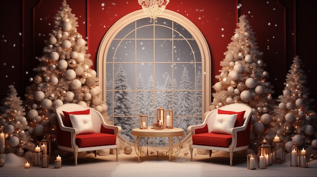 Free photo christmas celebration with decorated interior