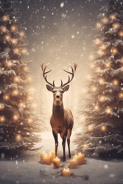 Free photo christmas celebration with deer