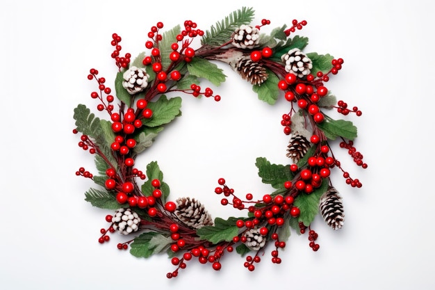 Christmas composition Christmas wreath on white background