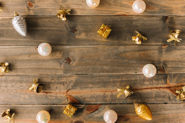 Christmas composition of various baubles