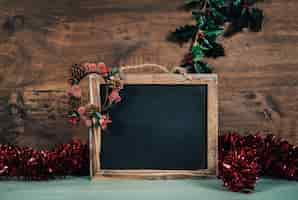 Free photo christmas composition with decorative slate