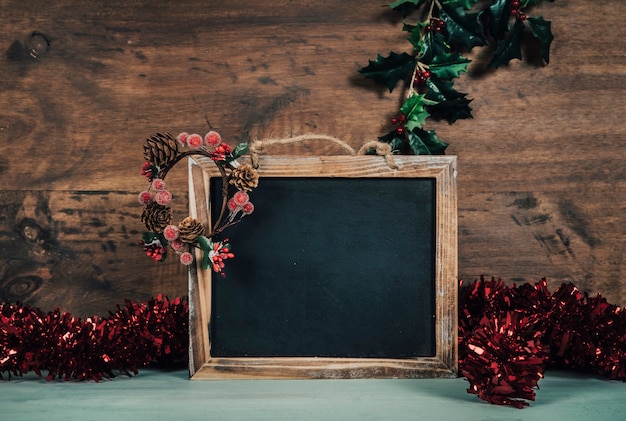 Free Photo christmas composition with decorative slate