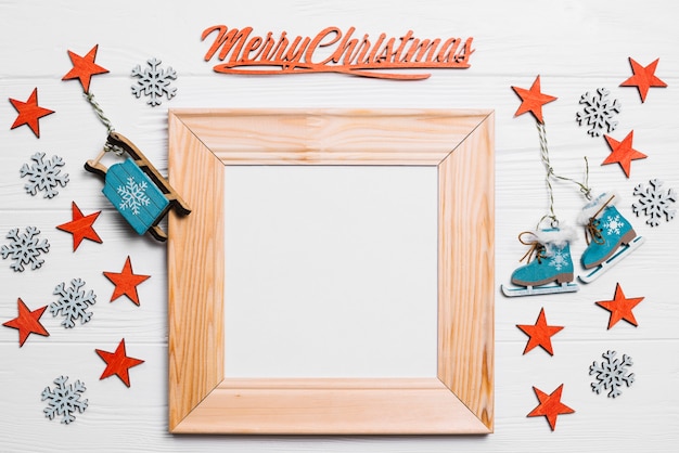 Free Photo christmas composition with frame and stars