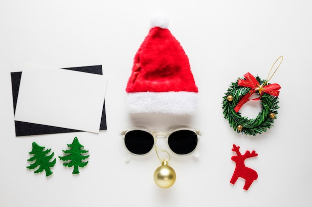 Free Photo christmas composition with hat and letter