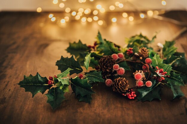 Christmas composition with mistletoe