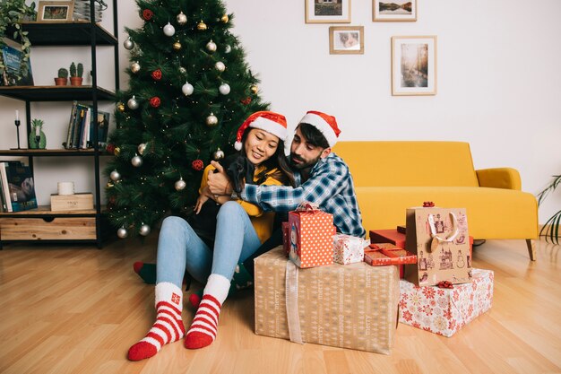 Christmas concept with couple at home