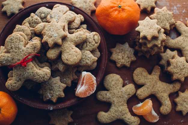 Christmas cookies on a wooden background