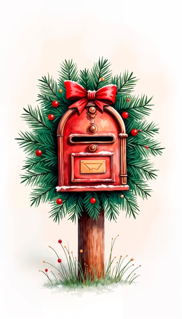 Free Photo christmas decorated mail box illustration