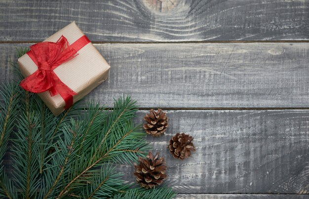 Christmas decoration on old wood