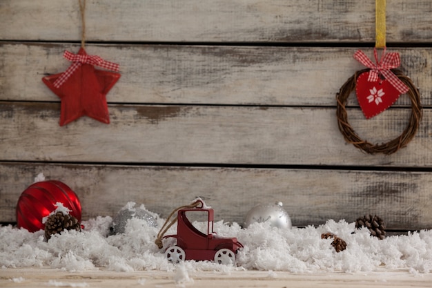 Christmas decoration with fake snow