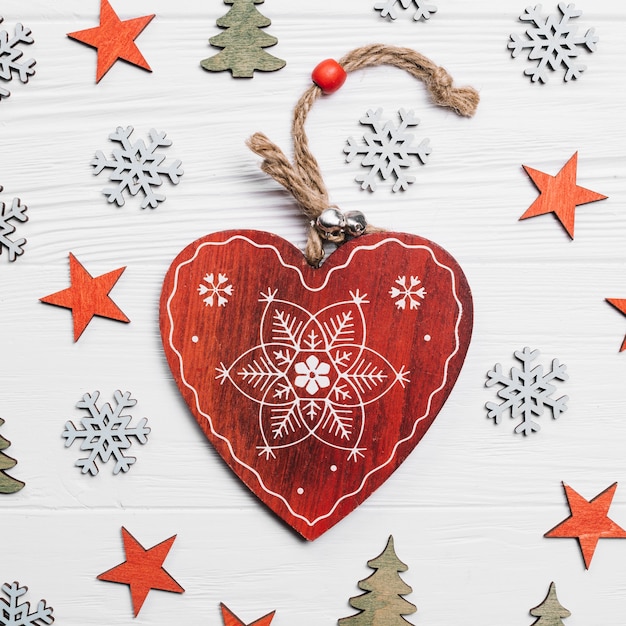 Free Photo christmas decoration with heart and stars