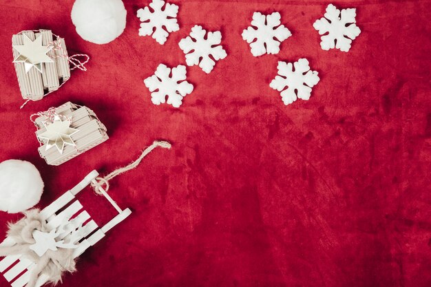 Christmas decoration with snow and sledge