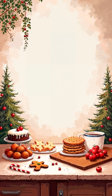 Free Photo christmas dinner illustration