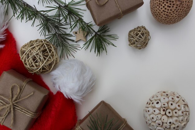 Christmas elements on white table