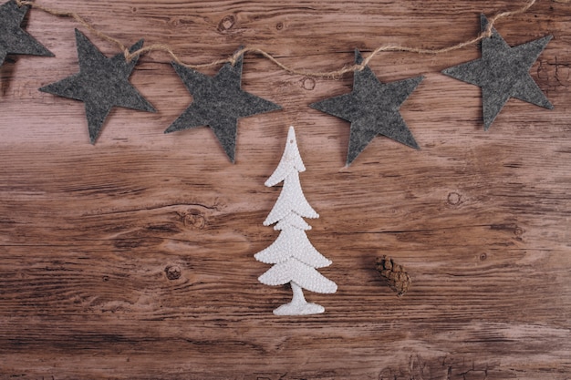 Free Photo christmas flat lay on wooden background