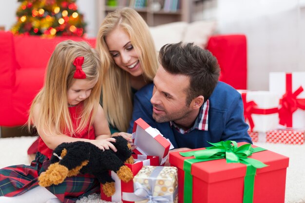 Christmas fun of young family