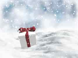 Free photo christmas gift nestled in snow