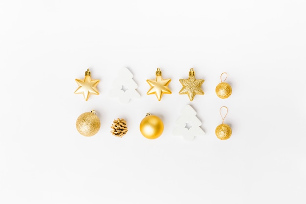 Christmas golden decoration on white