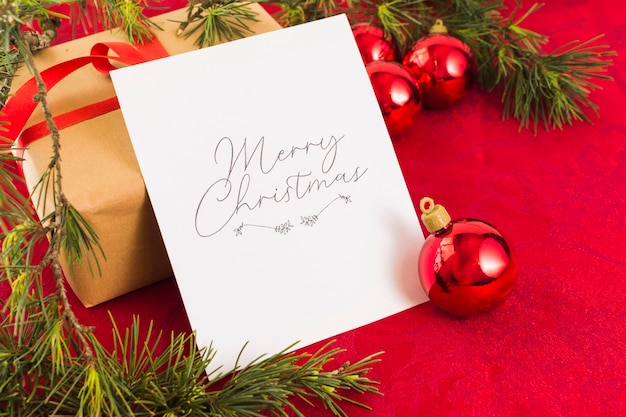 Free photo christmas greeting card on table