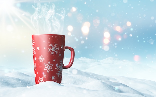 Free photo christmas mug nestled in snow