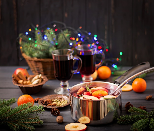 Christmas mulled wine and spices. 