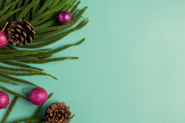 Christmas ornament placed on light green background