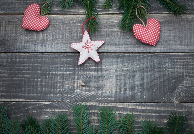 Christmas ornament on the wooden table