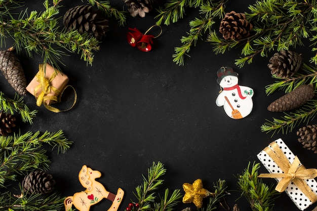 Christmas ornaments with tree branches