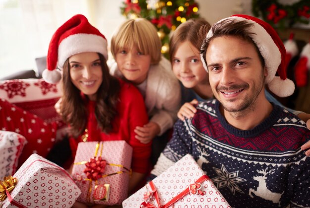 Christmas portrait of loving family