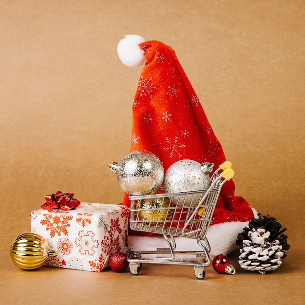 Christmas sales concept with cart