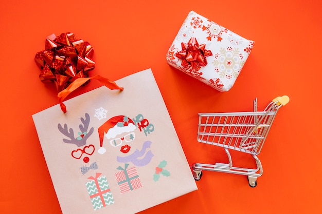 Christmas shopping concept with bag